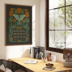 Luna Moth 2026 Lunar Calendar • Vintage Botanical Moon Phase Art
